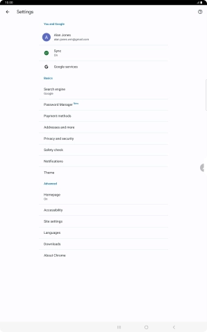 Press Privacy and security.