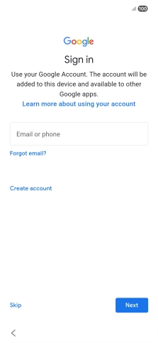 Press Email or phone and key in the username for your Google account.