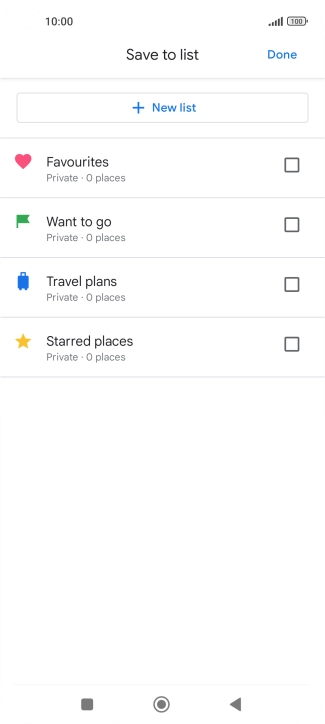 If you select New list, follow the instructions on the screen to create a new list.