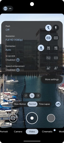 Press the required setting next to 