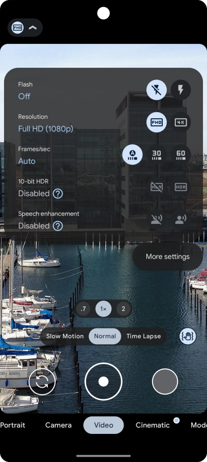 Press the required setting next to 