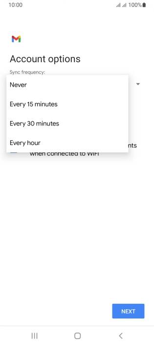 Press the required setting.