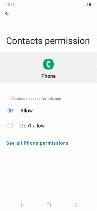 Press the required setting.