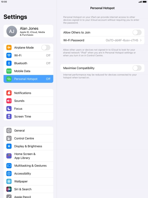 Press Wi-Fi Password and key in the required password. Press Wi-Fi Password and key in the required password.