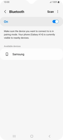Press the required Bluetooth device and follow the instructions on the screen to pair the device with your phone.