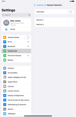 If you turn off the function, press the required network.
