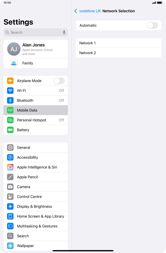 If you turn off the function, press the required network.