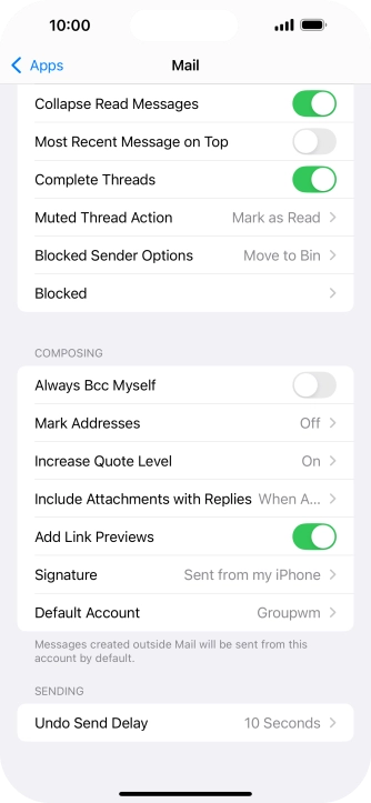Press Default Account.