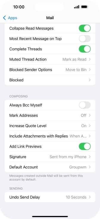 Press Default Account.