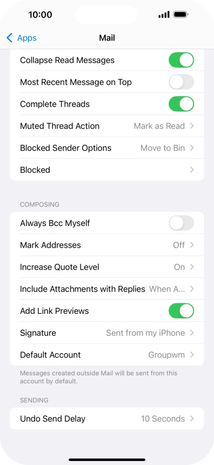 Press Default Account.