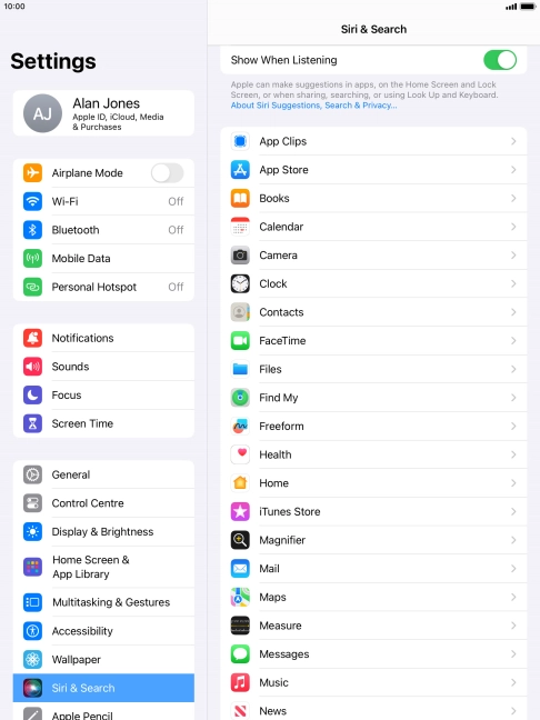 Press the required app.