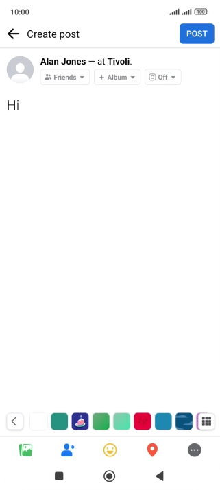 Write the required text and press POST.