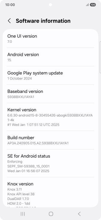 Your phone's software version is displayed below Android version.