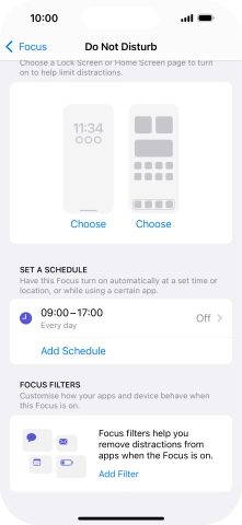 Press Add Schedule and follow the instructions on the screen to select settings for automatic activation of Do Not Disturb.