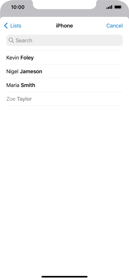 Press the required contact. Press the required contact.