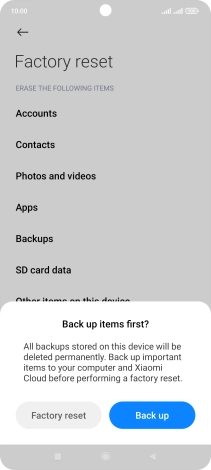 Press Factory reset.