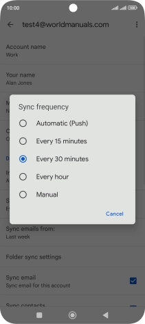 Press the required setting.