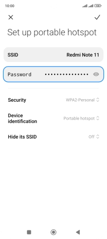 Press SSID and key in the required name for the Wi-Fi hotspot.