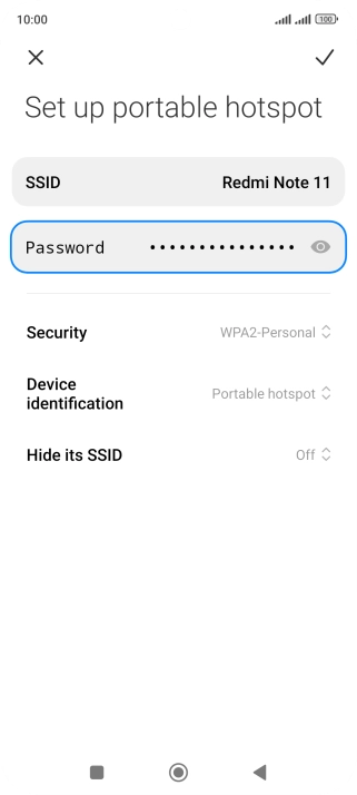 Press SSID and key in the required name for the Wi-Fi hotspot.
