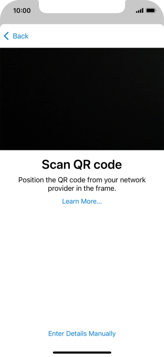 Place the QR code you've received inside the phone camera frame to scan the code. If you’ve deleted your eSIM, you can re-add it using your existing QR code. If you’re having problems, see our FAQ.