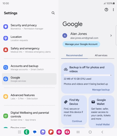 Press Manage backup.