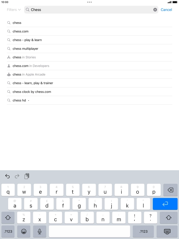 Key in the name or subject of the required app and press enter.