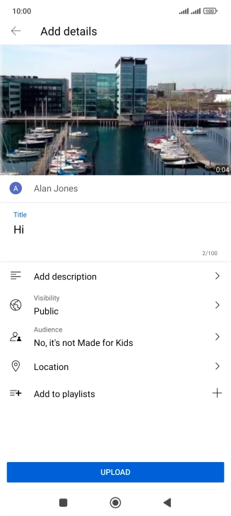Key in the required text and press UPLOAD.