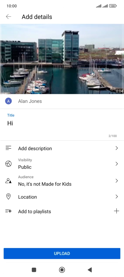 Key in the required text and press UPLOAD.
