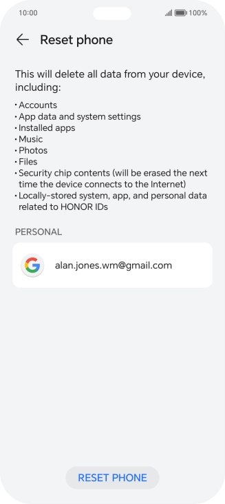 Press RESET PHONE.
