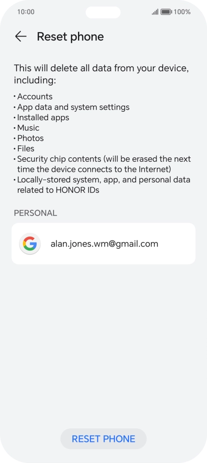 Press RESET PHONE.