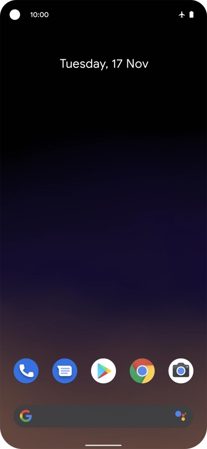 The flight mode icon shows that flight mode is turned on.