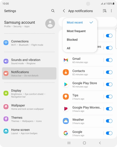 Press the required setting. Press the required setting.