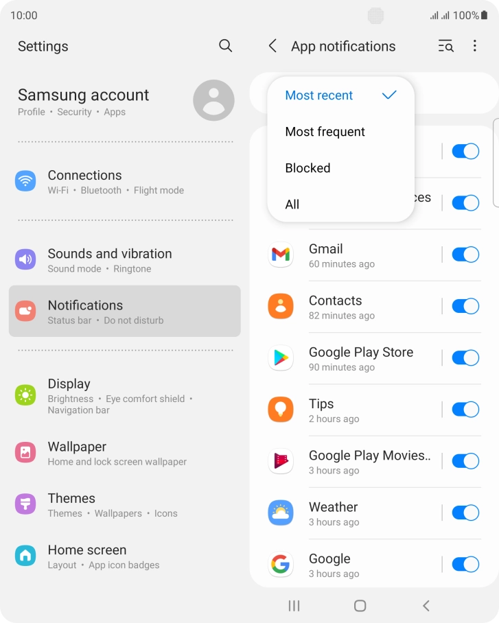 Press the required setting. Press the required setting.