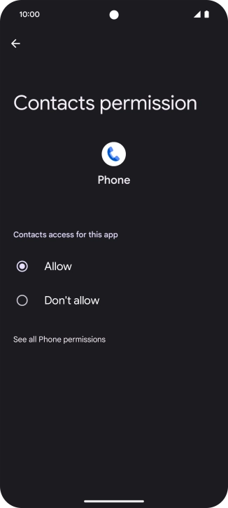 Press the required setting.