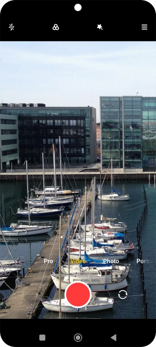 Press the video light icon.