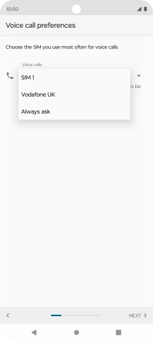 Press the required setting.