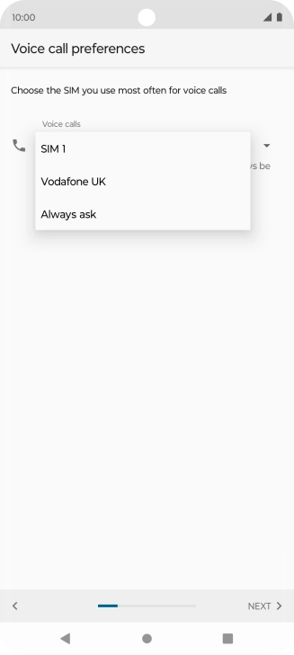 Press the required setting.