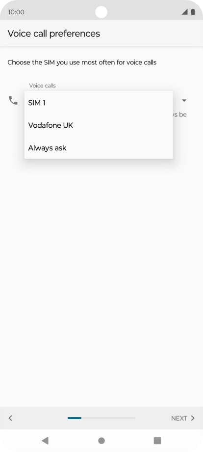 Press the required setting.