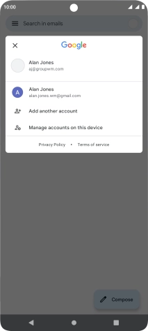 Press the required email account.