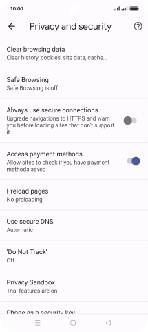 Press Clear browsing data.