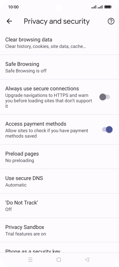 Press Clear browsing data.