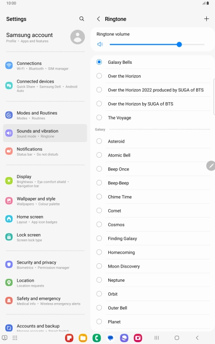 Press the required ring tones to hear them.