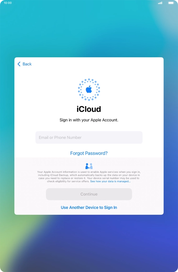 Press Email or Phone Number and key in the username for your Apple ID.