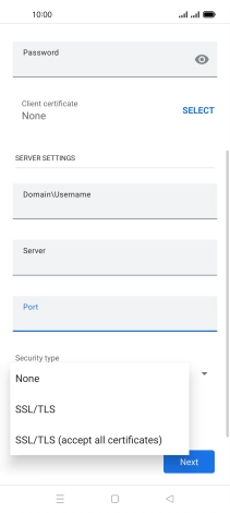 Press the required setting.
