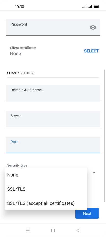 Press the required setting.