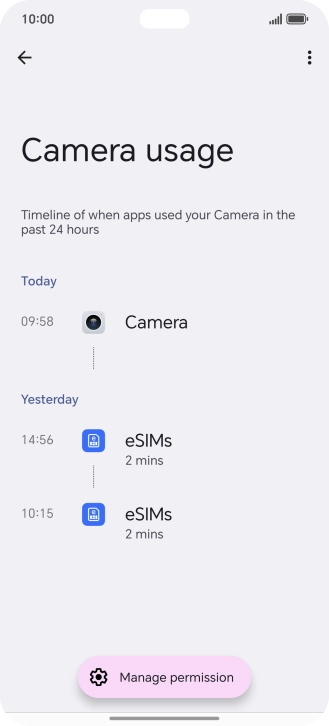 The total app activity for the selected phone function is displayed.