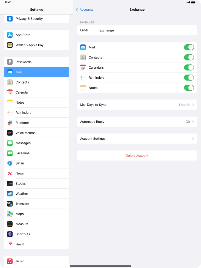 Press Delete Account.