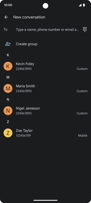 Press To and key in the first letters of the recipient's name.