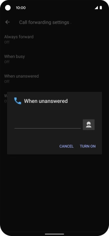 Key in +447836121121 and press TURN ON.