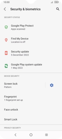 Press Screen lock and key in the additional phone lock code you created earlier.